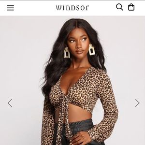 WINDSOR cheetah tie front top